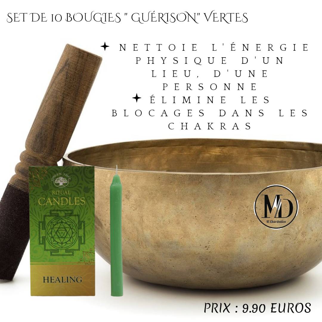 Set de 10 bougies Guérison Vert – Image 2
